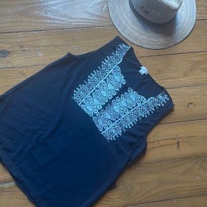 Black tank with embroidery